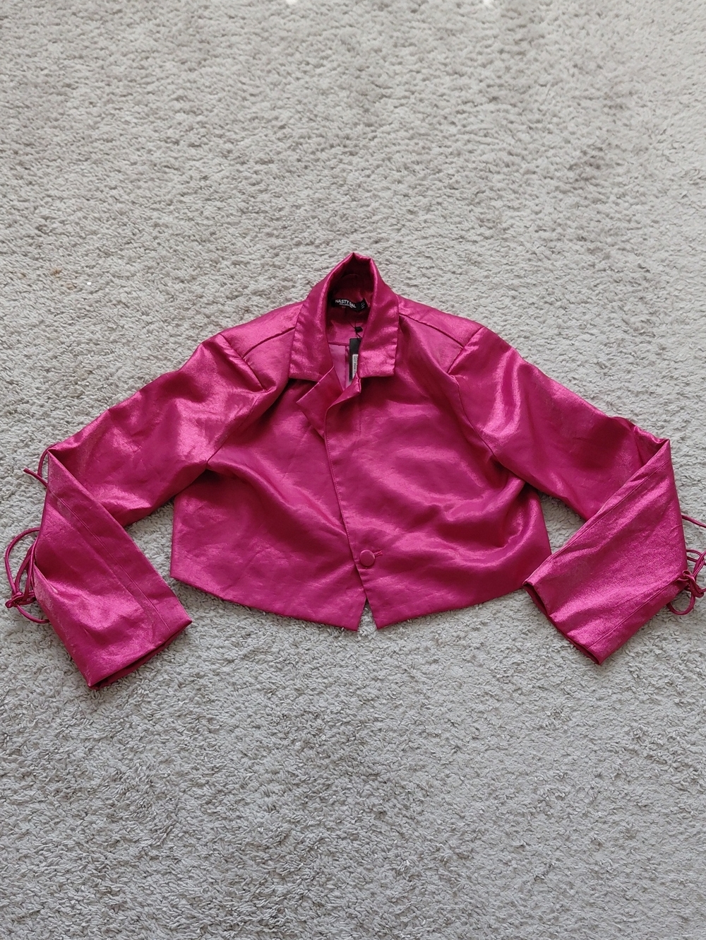 Nasty Gal Cropped Fuchsia Blazer